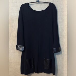 Valerie Stevens Black Long Sleeve Dress with Faux Leather Accents​